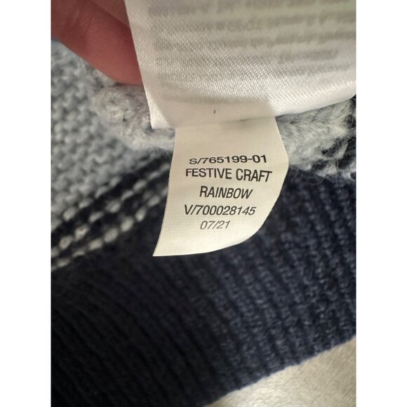 Old Navy Festive Craft Rainbow Striped Sweater - Cozy Knit Blend Vibrant Colors - Picture 5 of 8